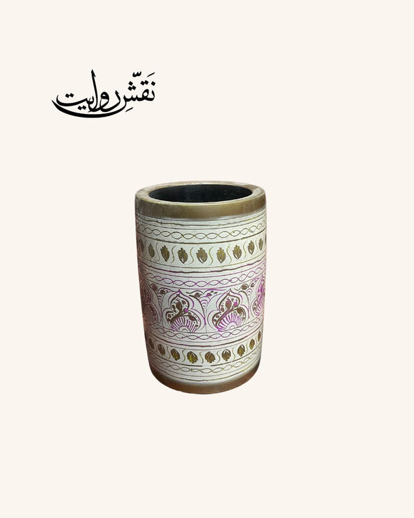 Wooden pen jar.