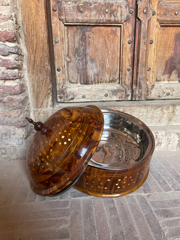 Brass Art  Wooden Hotpot